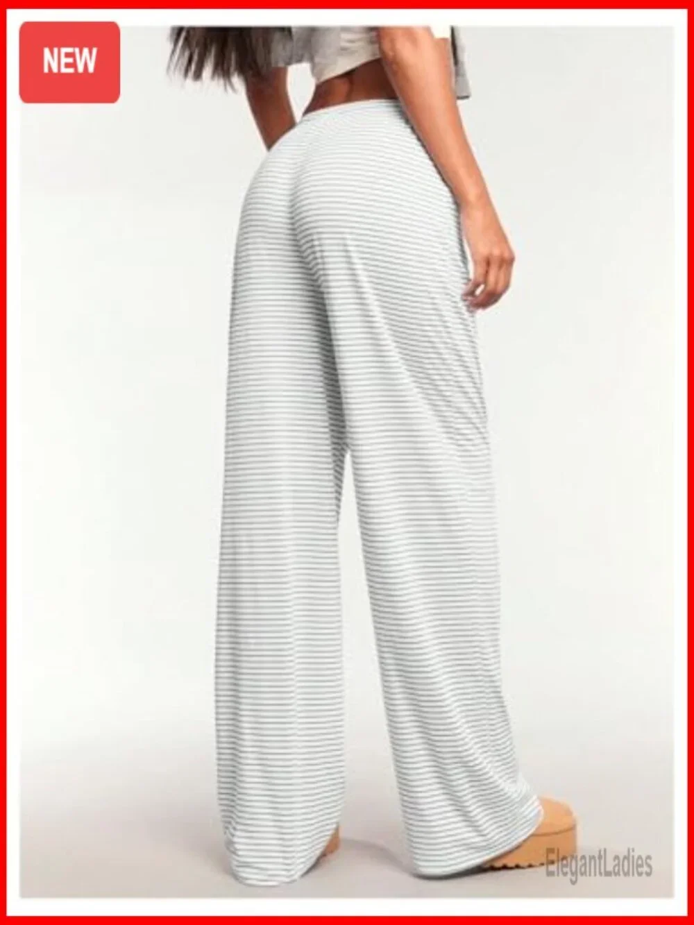 Striped Drawstring Wide Leg Lounge Pants
